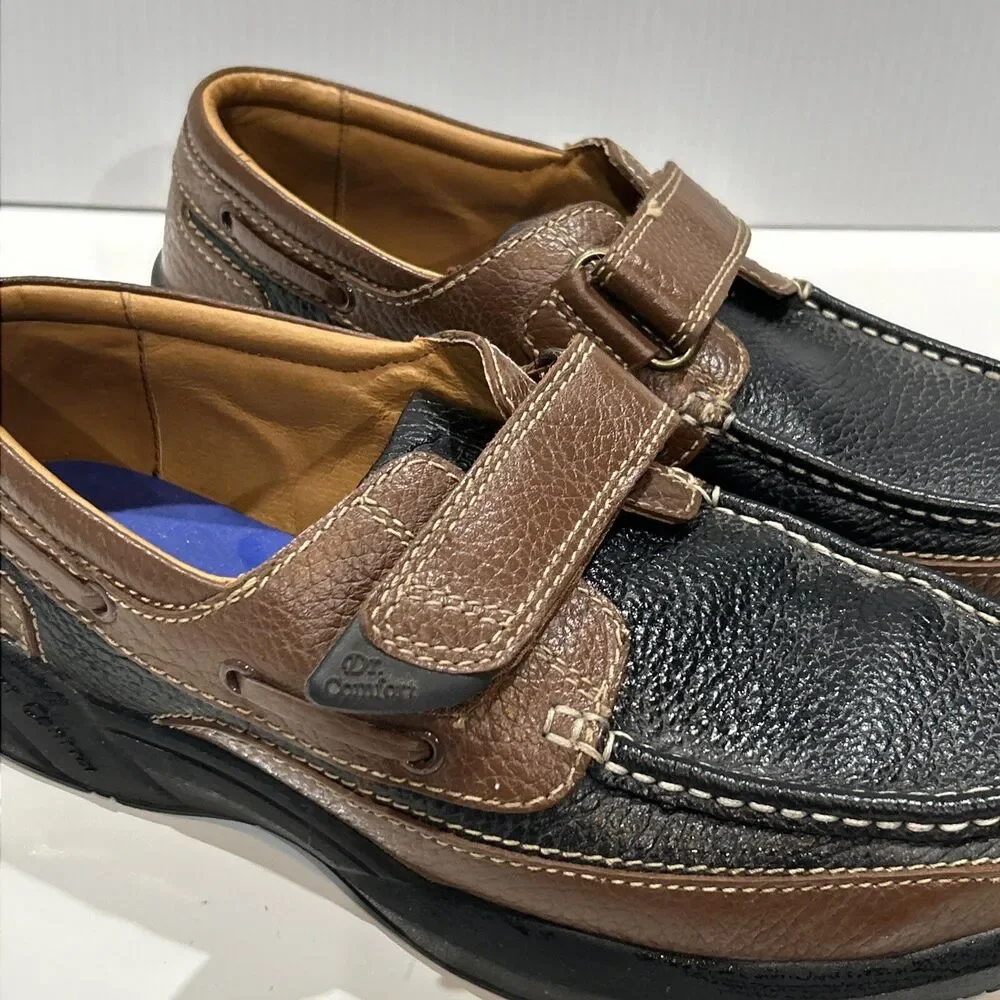 Dr Comfort Shoes 9 Wide Mike Casual Loafer Brown & Black Leather Diabetic Ortho